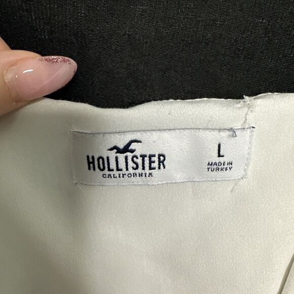 VTG Hollister White Shabby Chic Ditsy Floral Mini Wrap Dress Womens Large Fairy - Picture 7 of 8